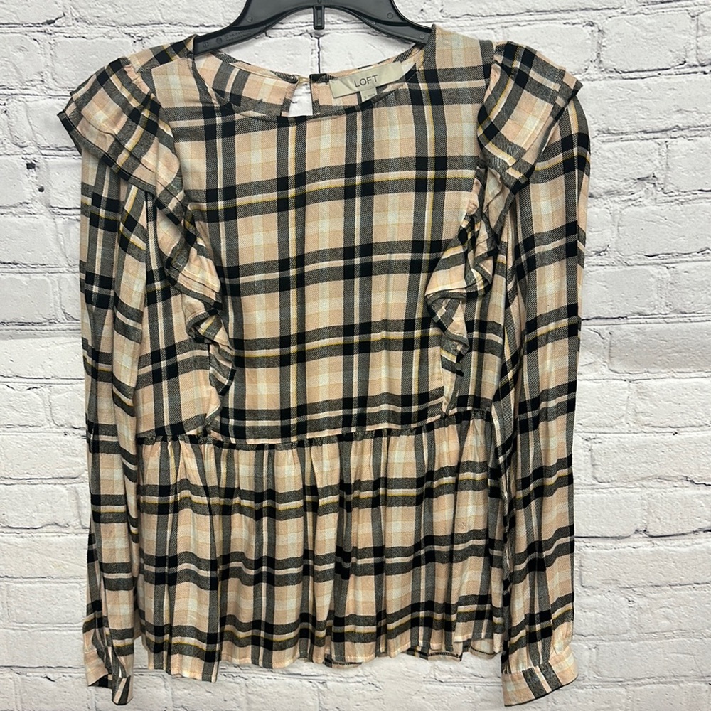 Loft Checkered Babydoll shirt